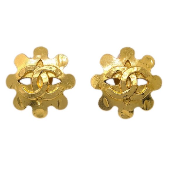 Chanel Flower Earrings Clip-On Gold - Picture 1 of 4